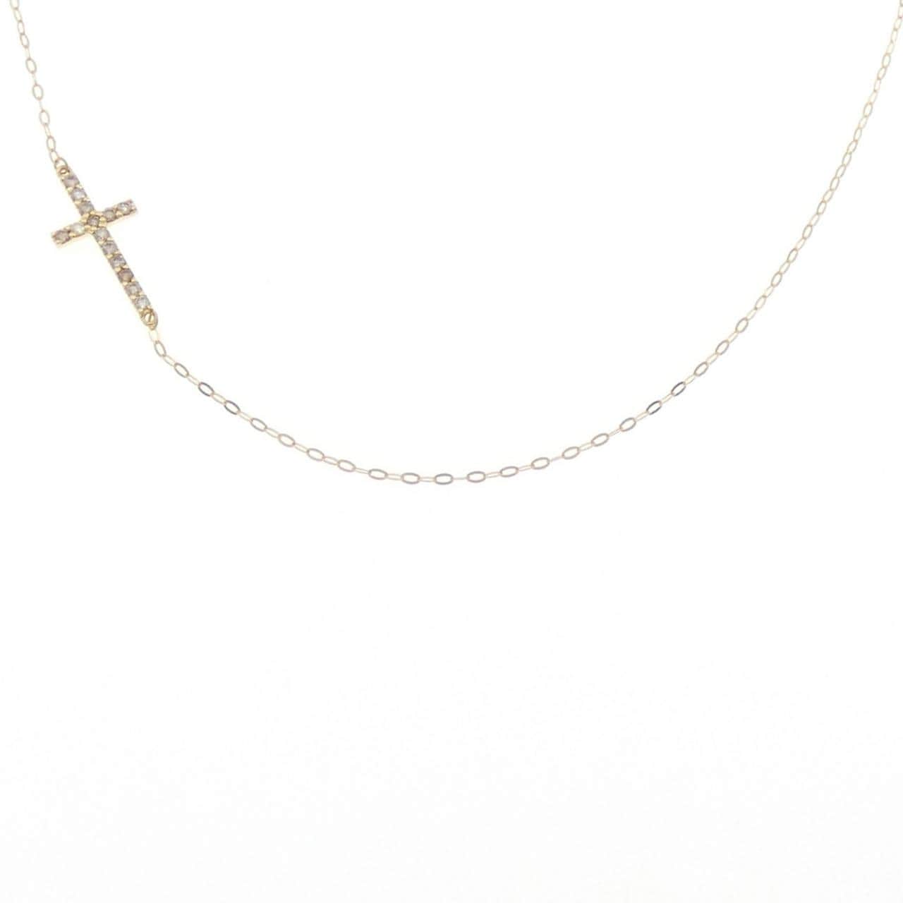 K18YG クロス ダイヤモンド ネックレス 0.11CT