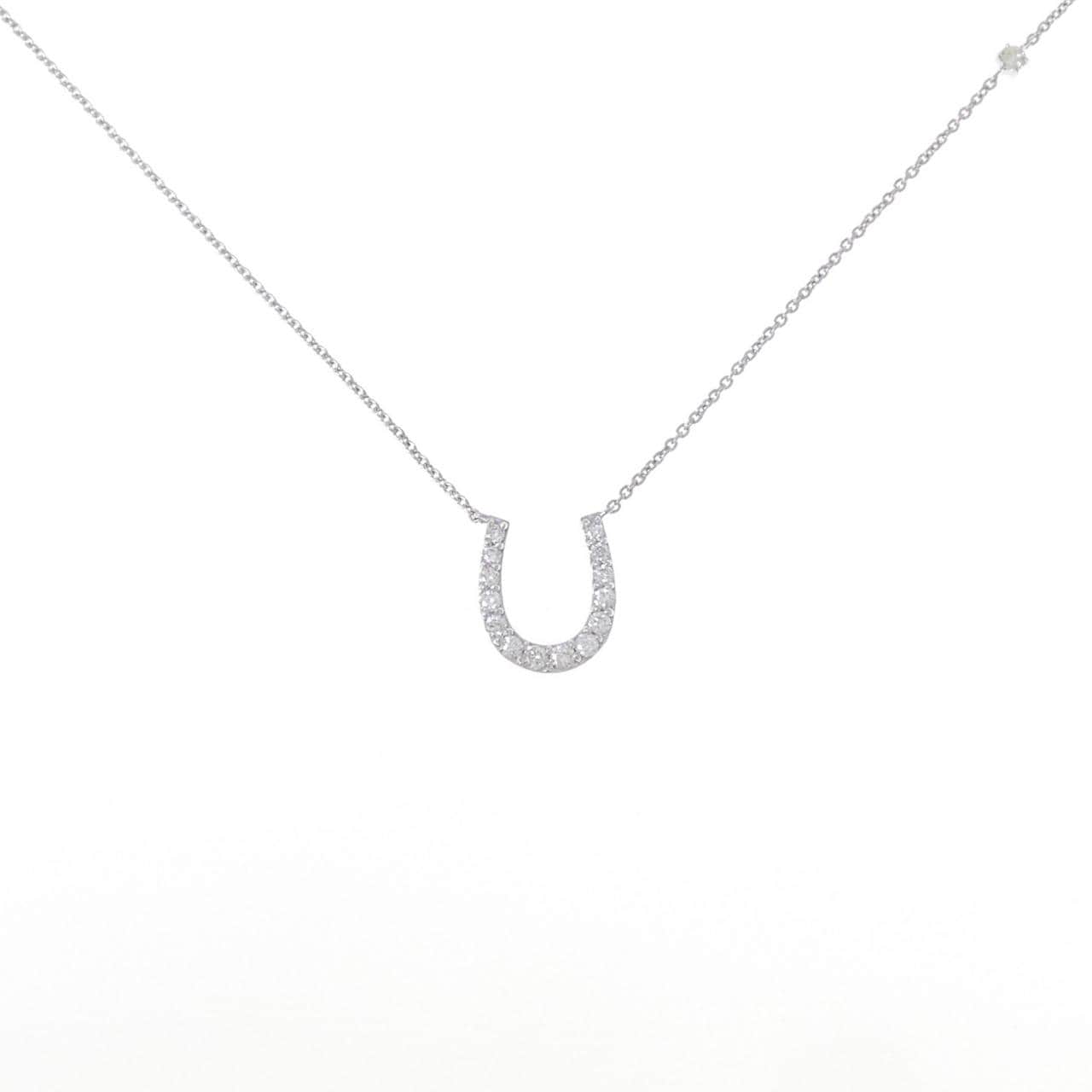 K18WG ホースシュー ダイヤモンド ネックレス 0.20CT