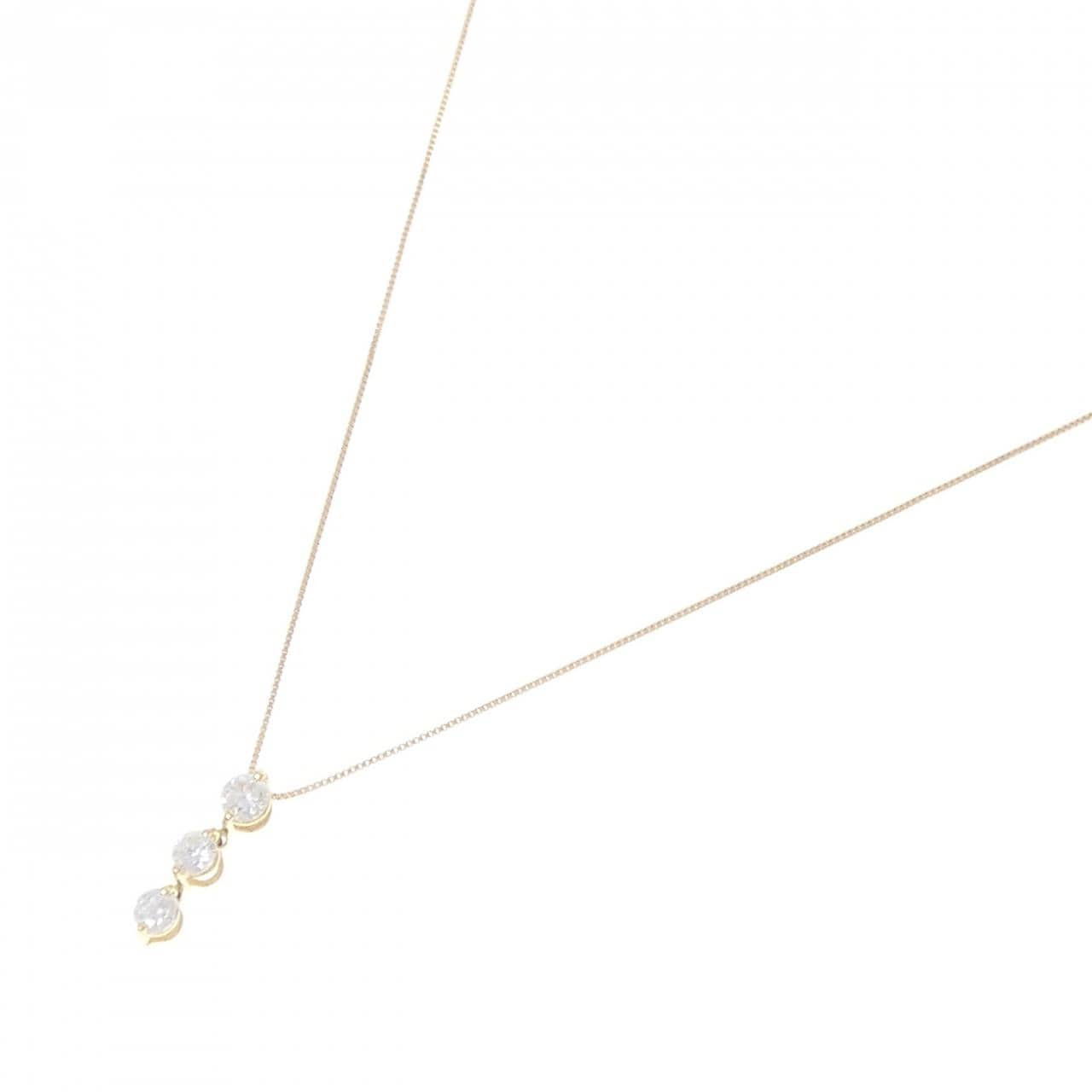 K18YG スリーストーン ダイヤモンド ネックレス 0.30CT