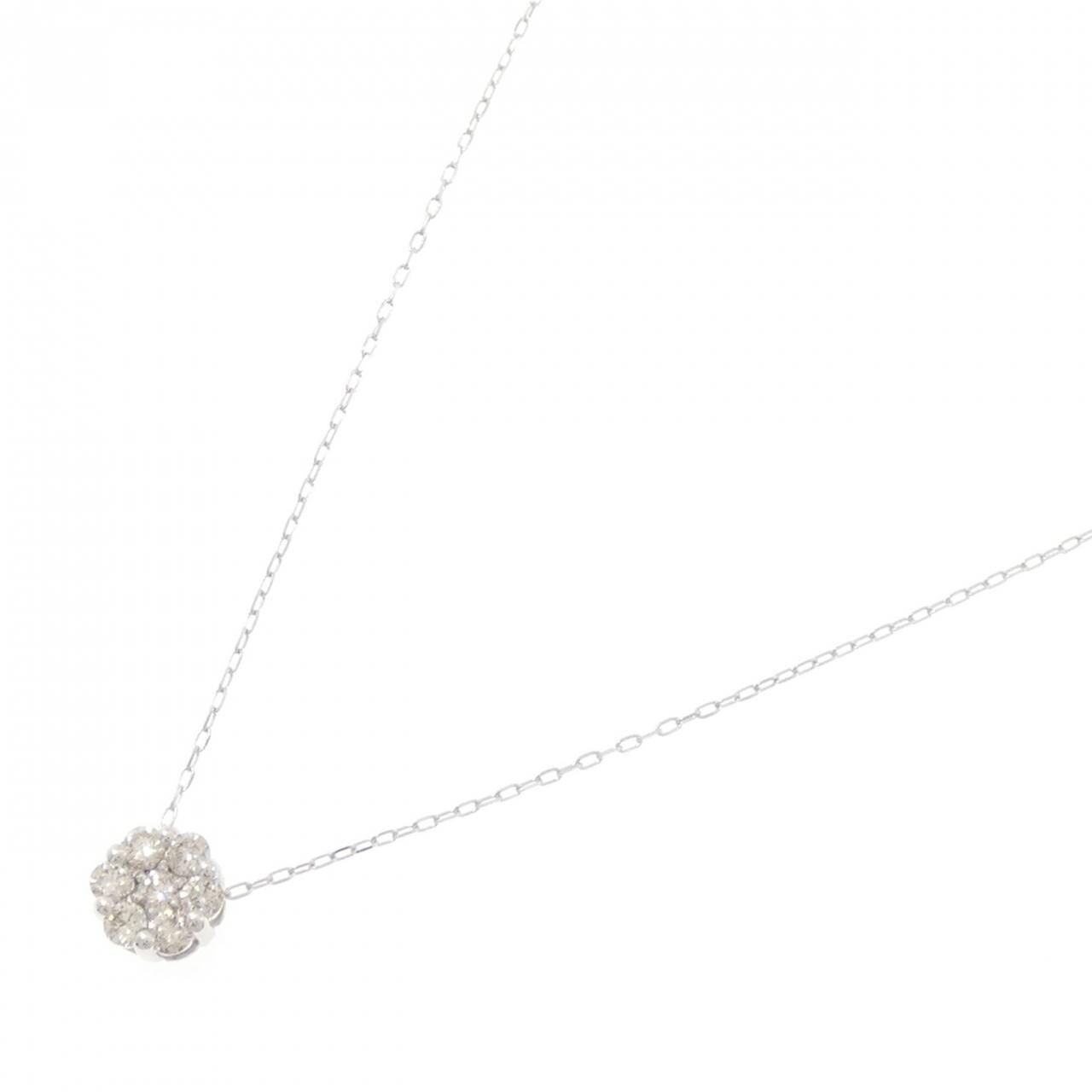 K18WG フラワー ダイヤモンド ネックレス 0.20CT