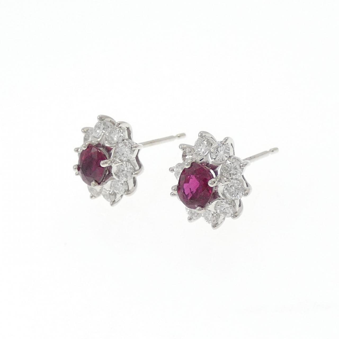 PT900 ルビー ピアス 1.15CT