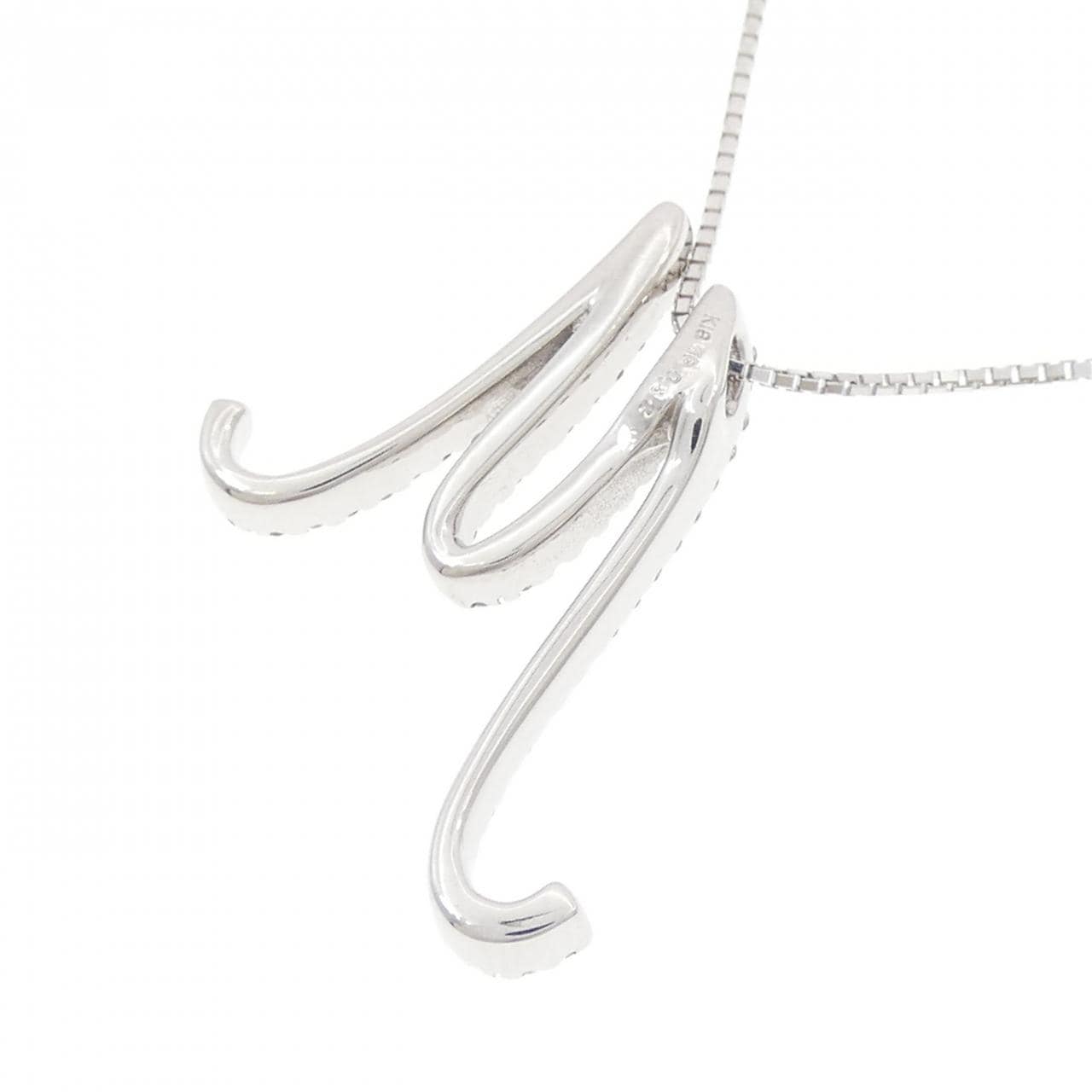 K18WG イニシャルM ダイヤモンド ネックレス 0.32CT