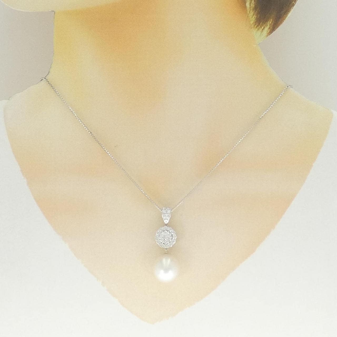 K18WG 白蝶パール ネックレス 13.5mm