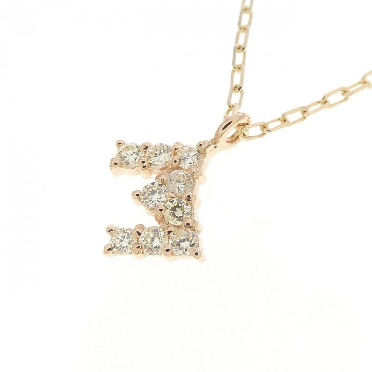K10YG イニシャルM ダイヤモンド ネックレス 0.08CT