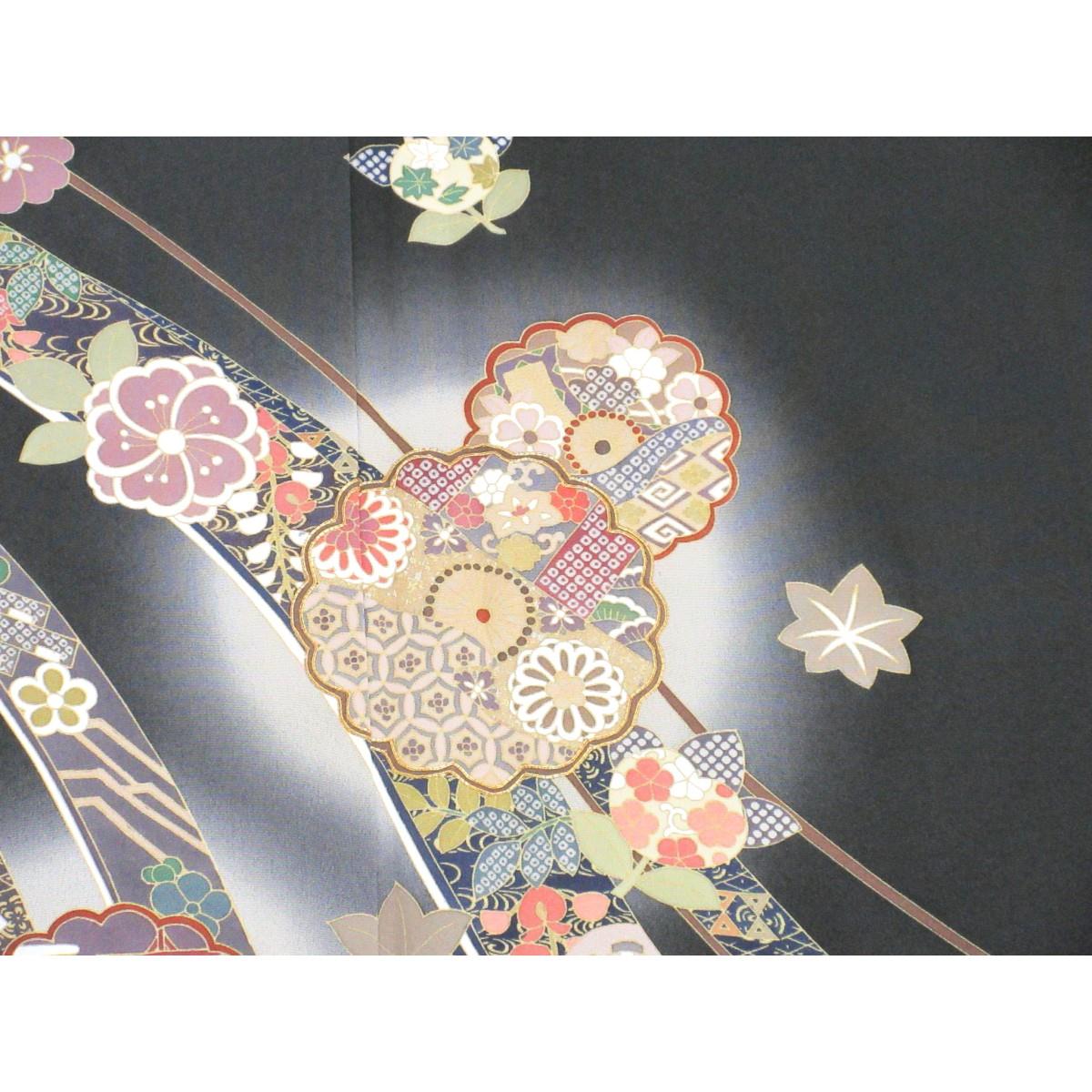 訪問着　友禅金彩加工　刺繍入りボカシ染　身幅Ｌ寸