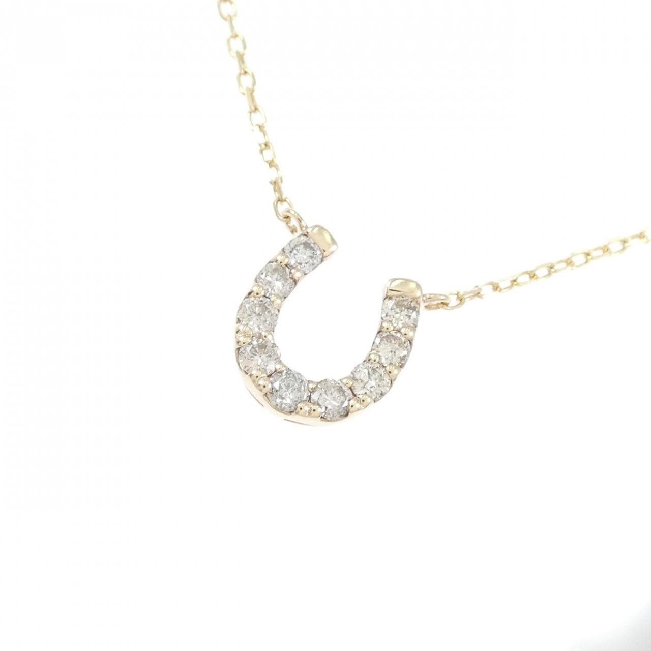 K10YG ホースシュー ダイヤモンド ネックレス 0.20CT