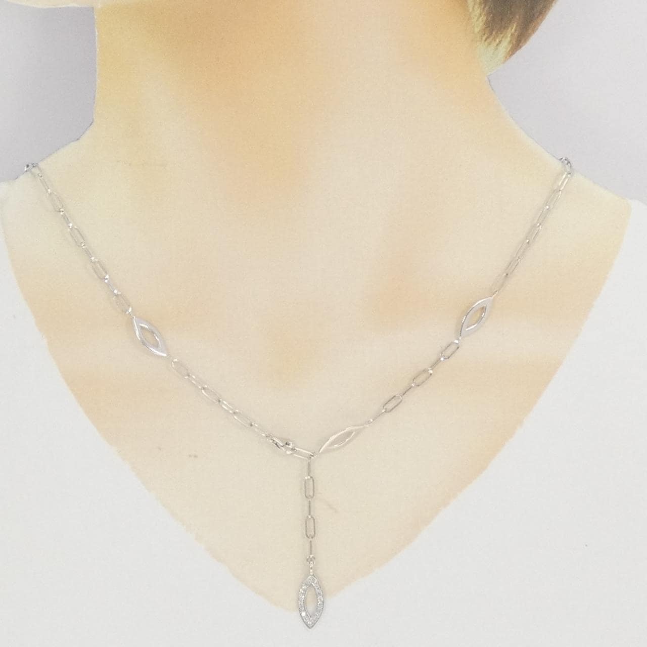 K18WG ダイヤモンド ネックレス 0.18CT