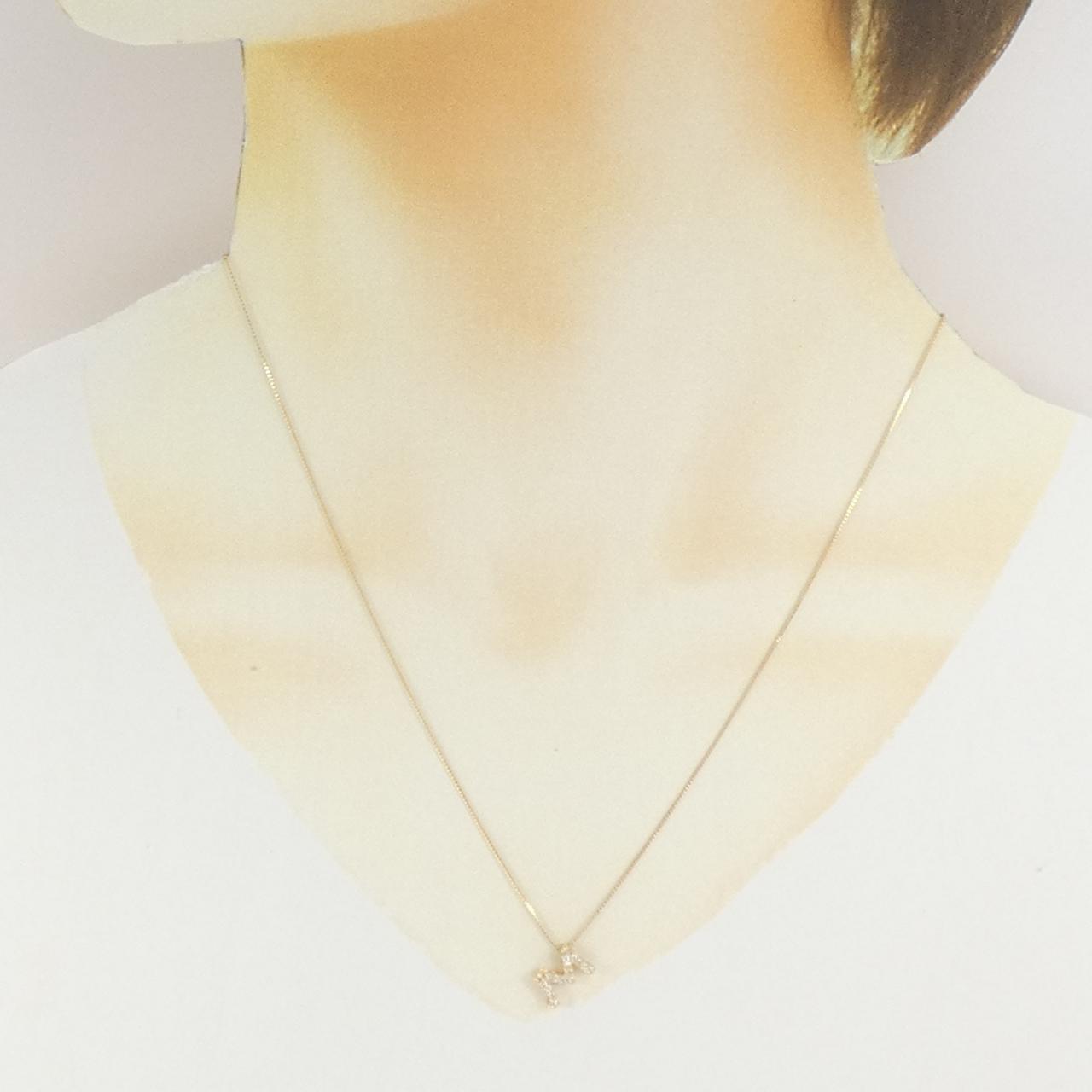 K18YG イニシャルM ダイヤモンド ネックレス 0.11CT