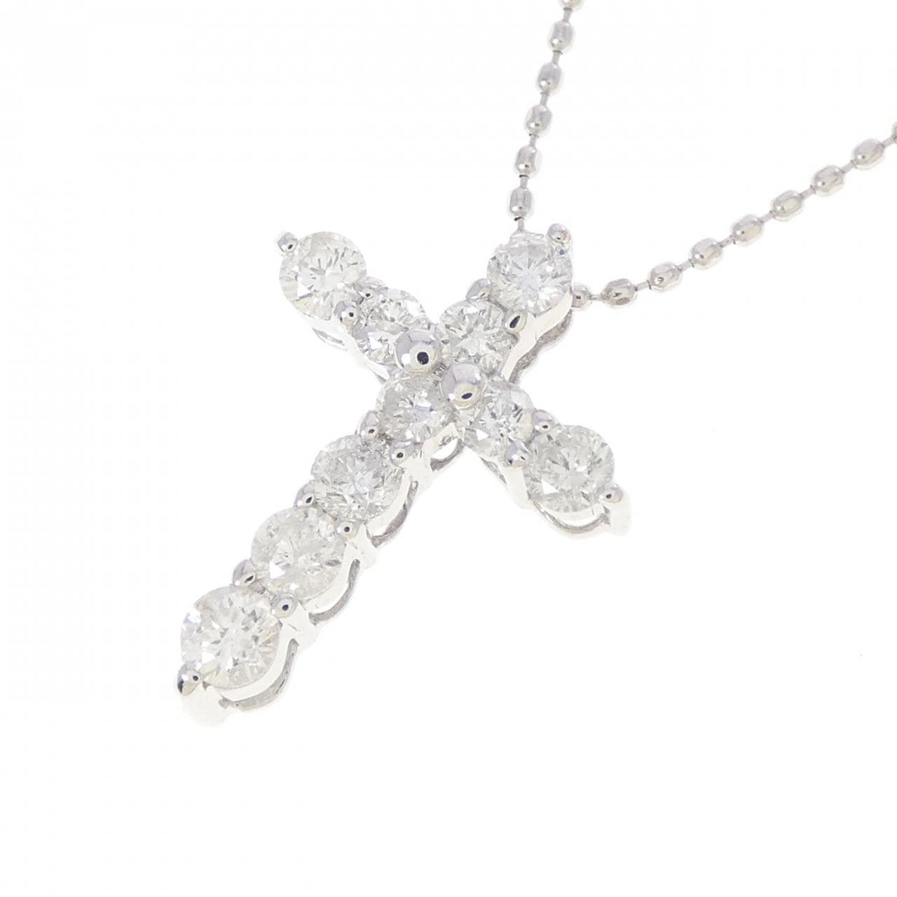 K18WG クロス ダイヤモンド ネックレス 0.50CT