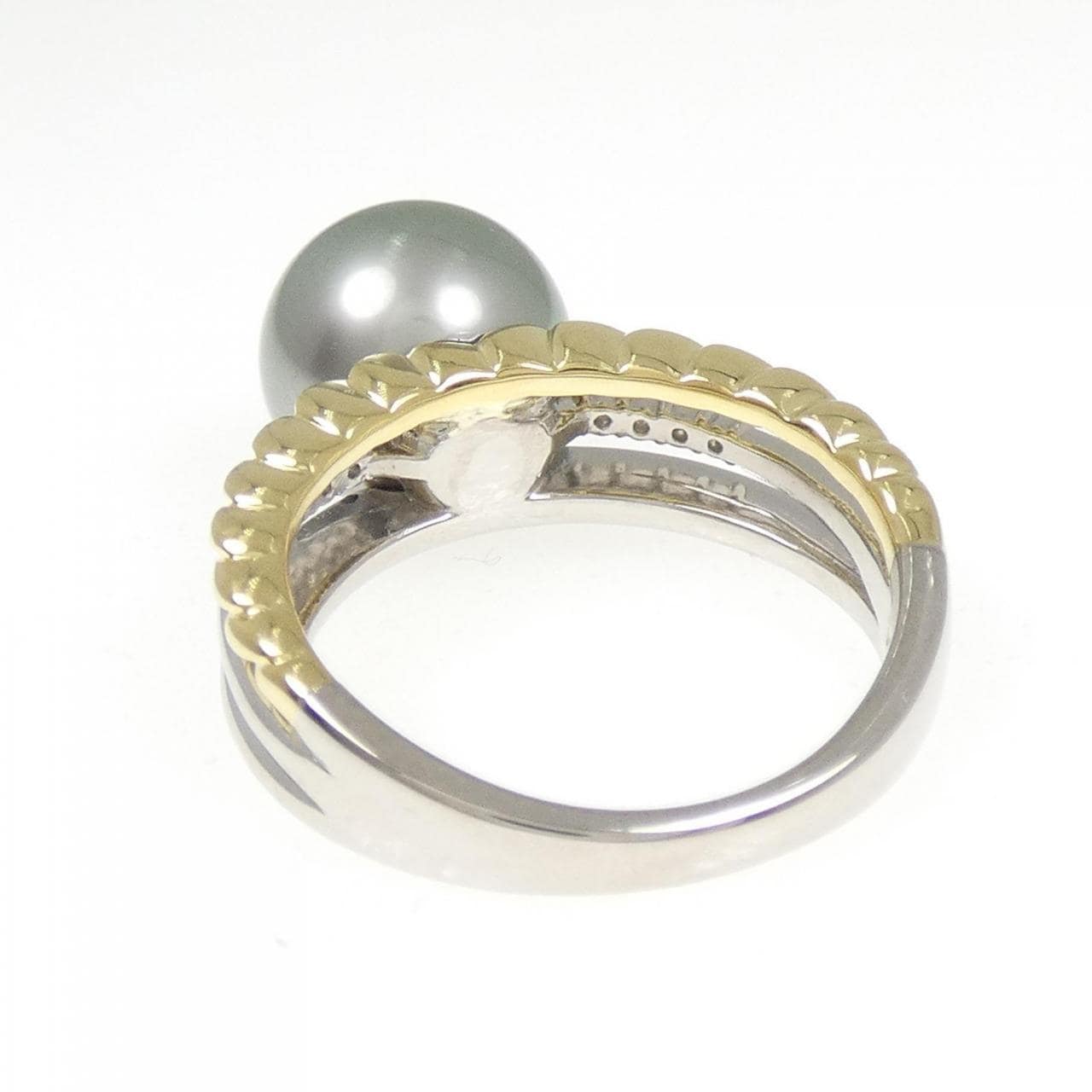 PT900/K18YG 黒蝶パール リング 10.0mm