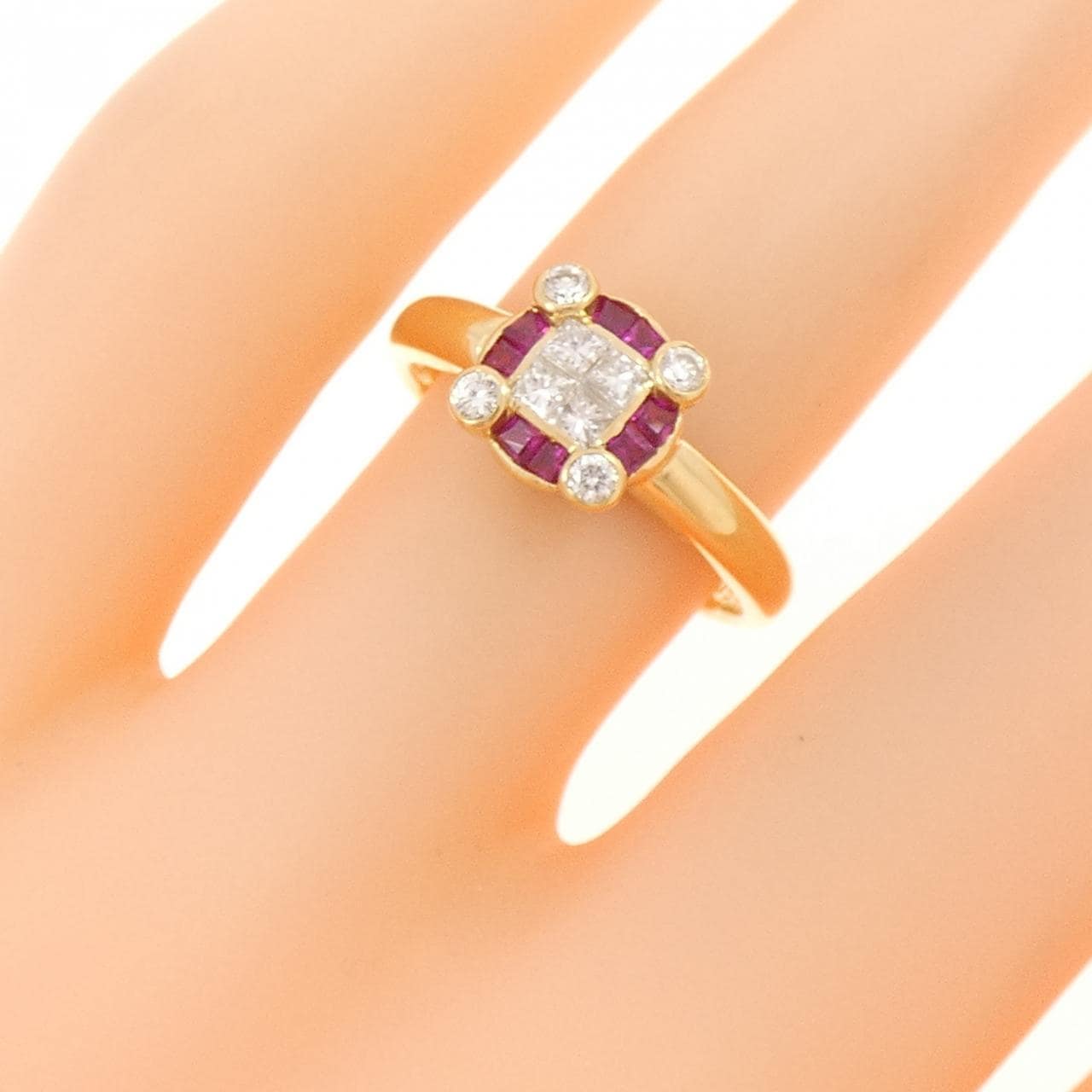 K18YG ルビー リング 0.50CT