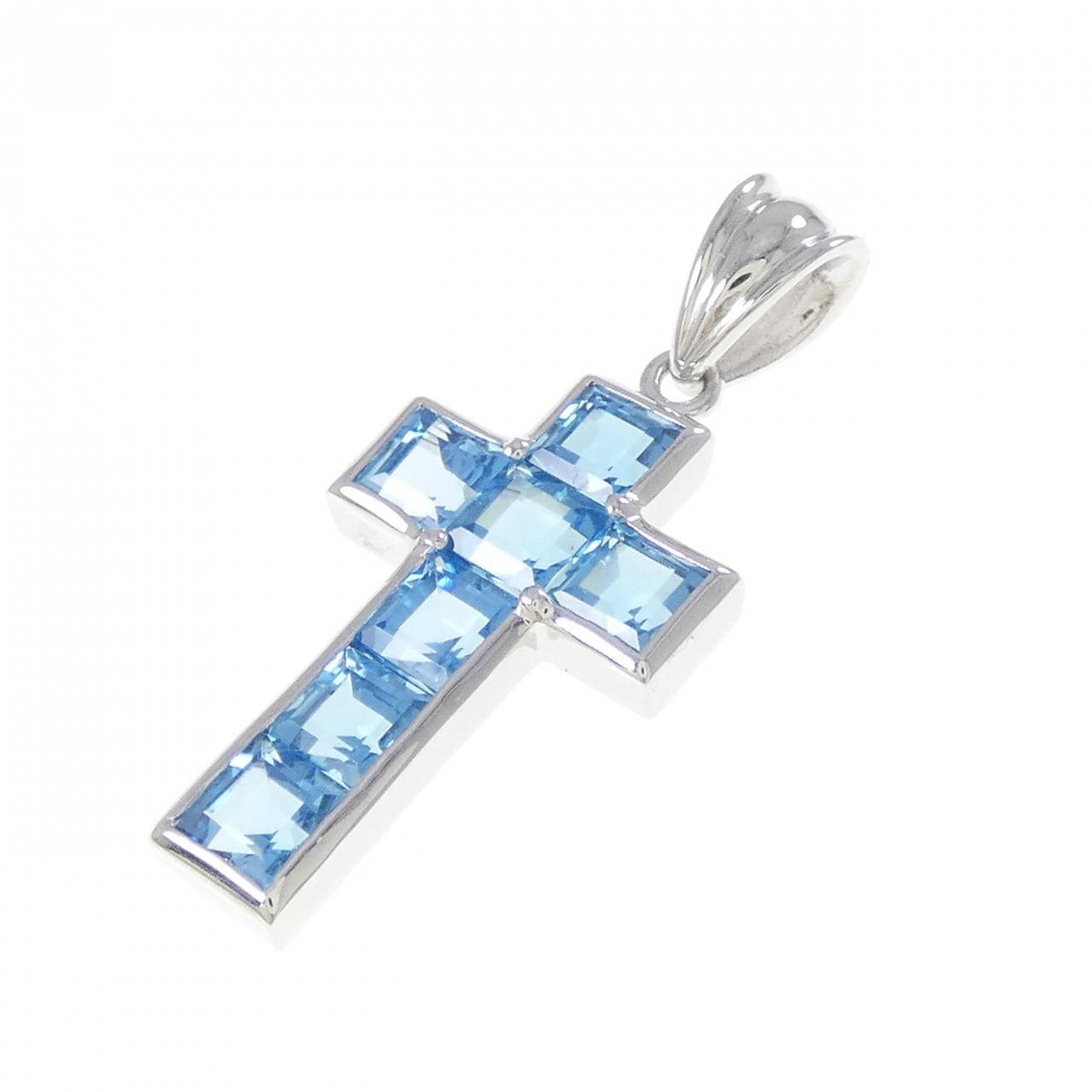 K18WG クロス ブルートパーズ ペンダント 3.30CT