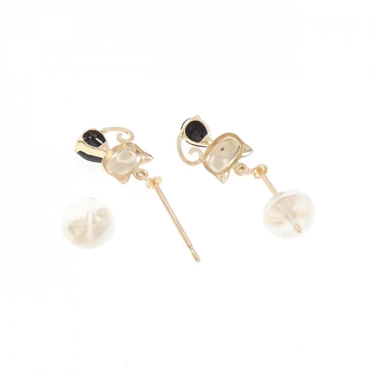 【新品】K10YG キャット オニキス ピアス