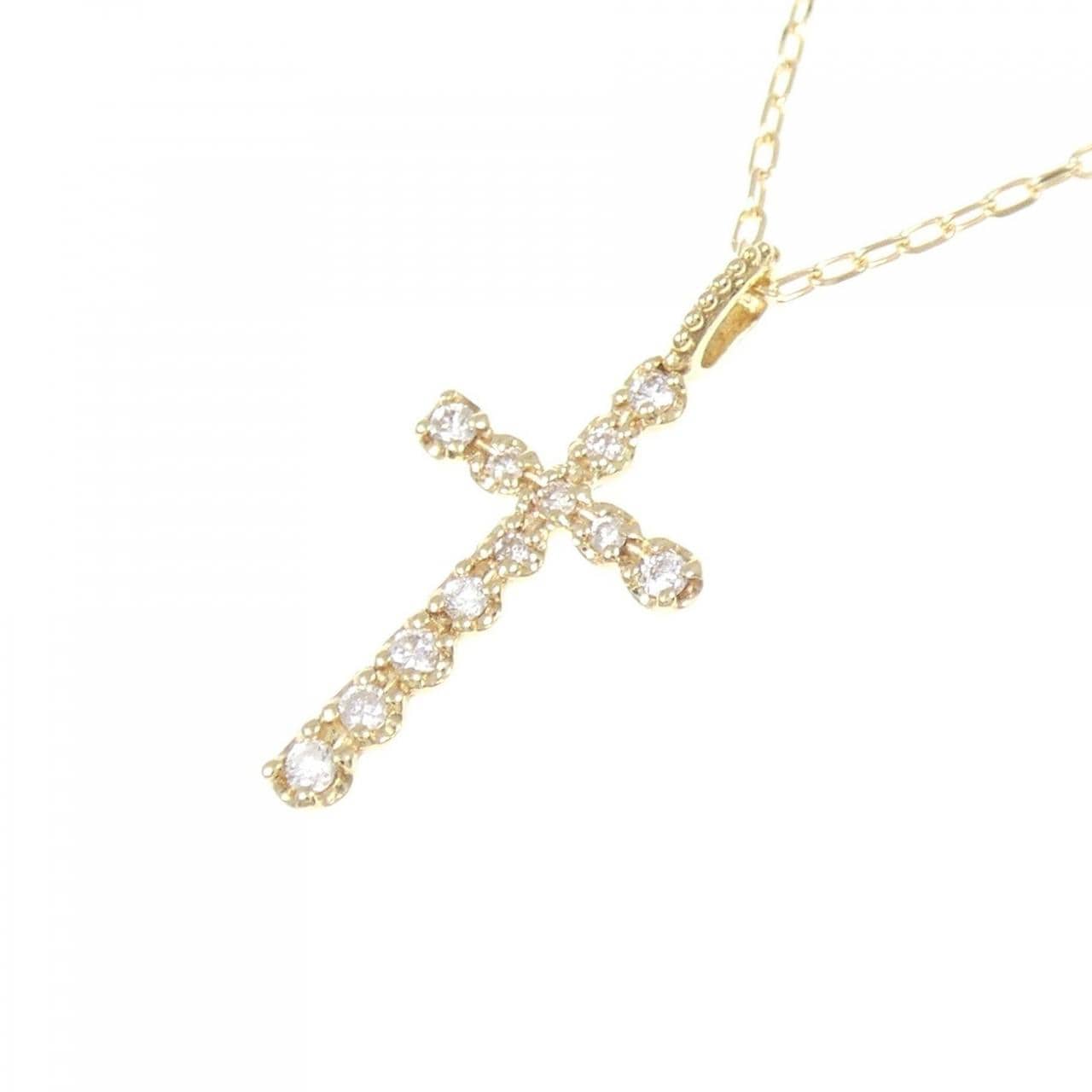 K18YG クロス ダイヤモンド ネックレス 0.10CT