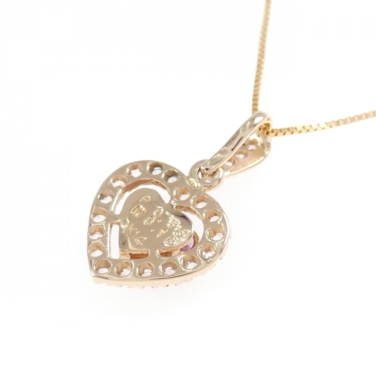 K14PG ハート サファイヤ ネックレス 0.56CT