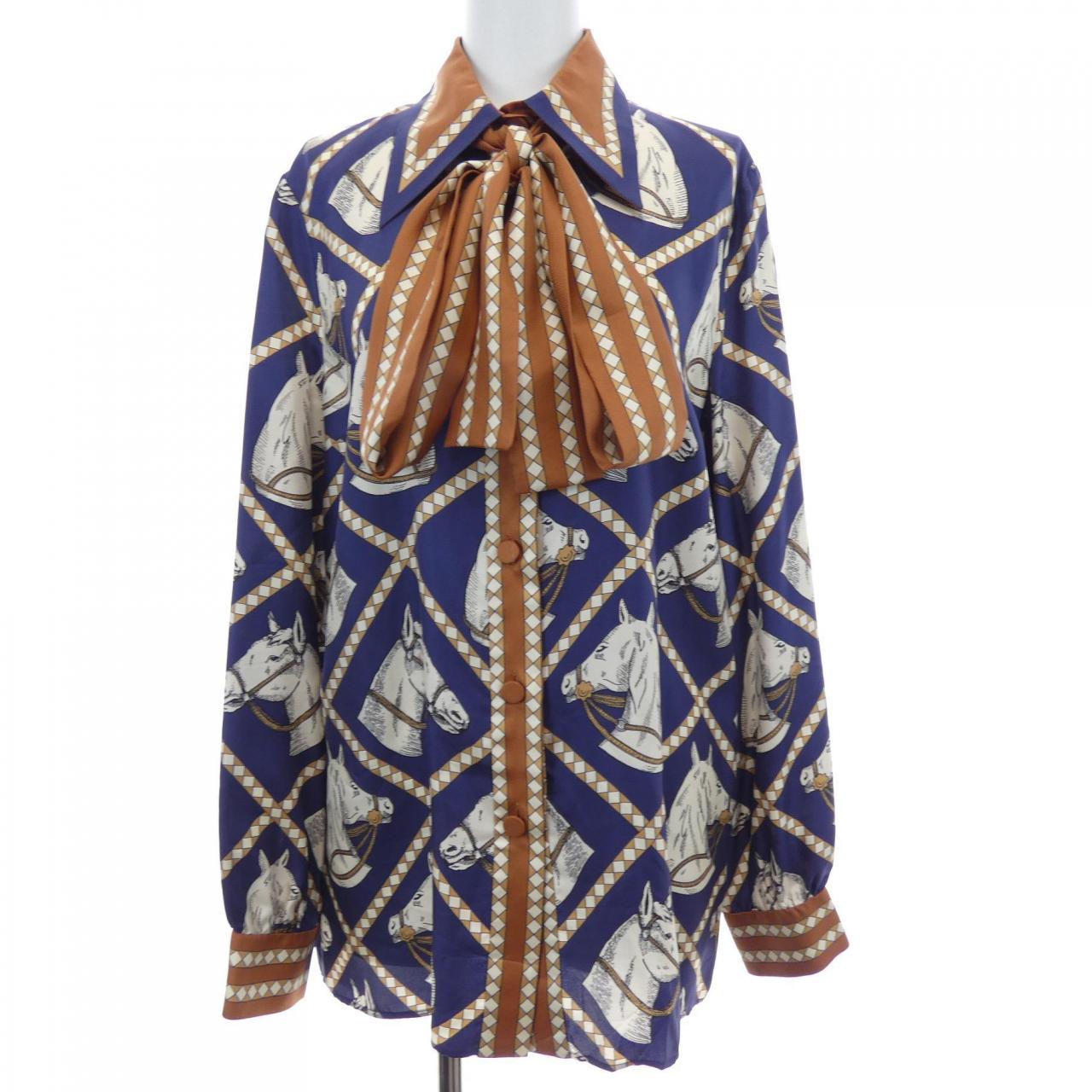 グッチ GUCCI チェック ホースプリント シルクシャツ 721477 ZAK87 シャツ