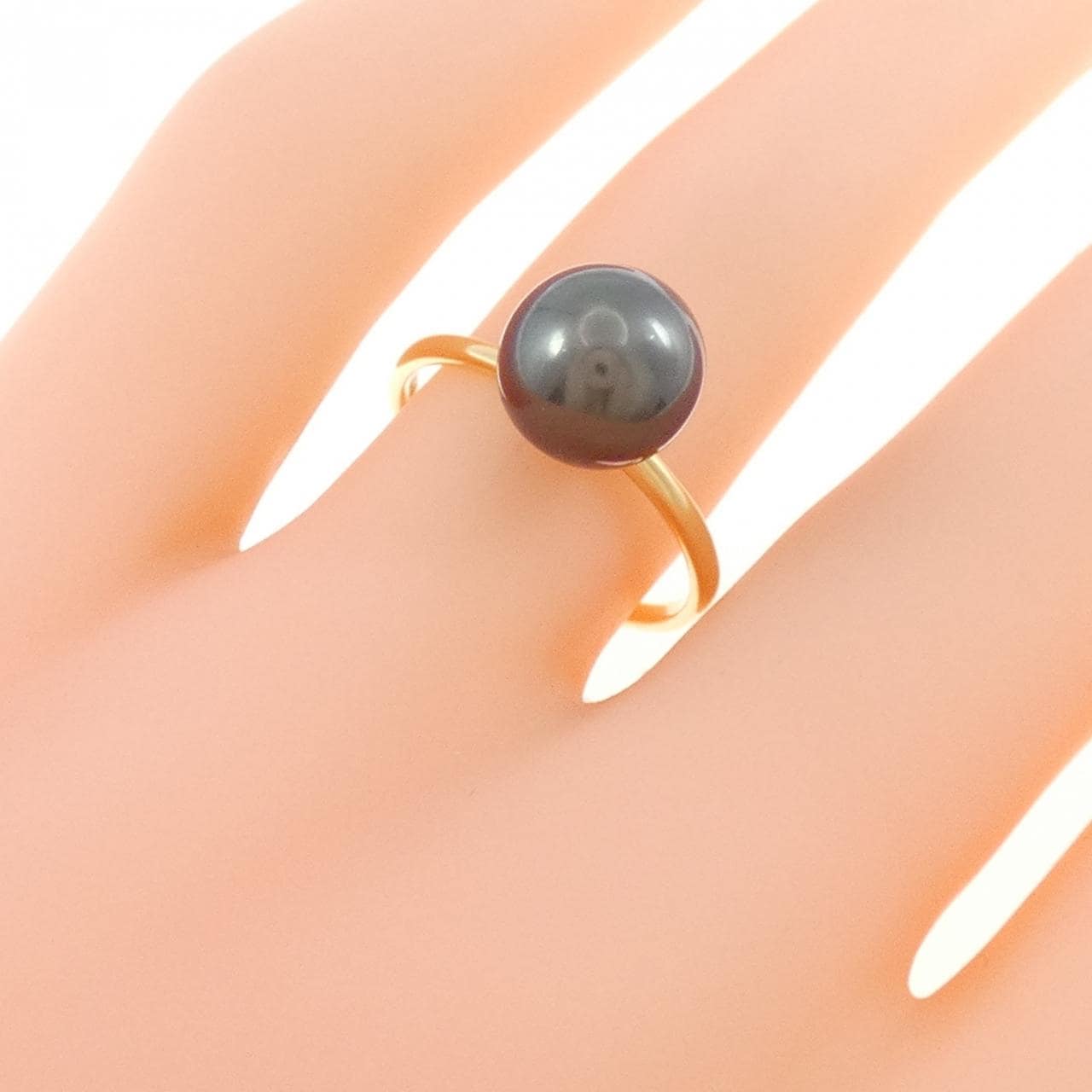 K18YG 黒蝶パール リング 8.7mm