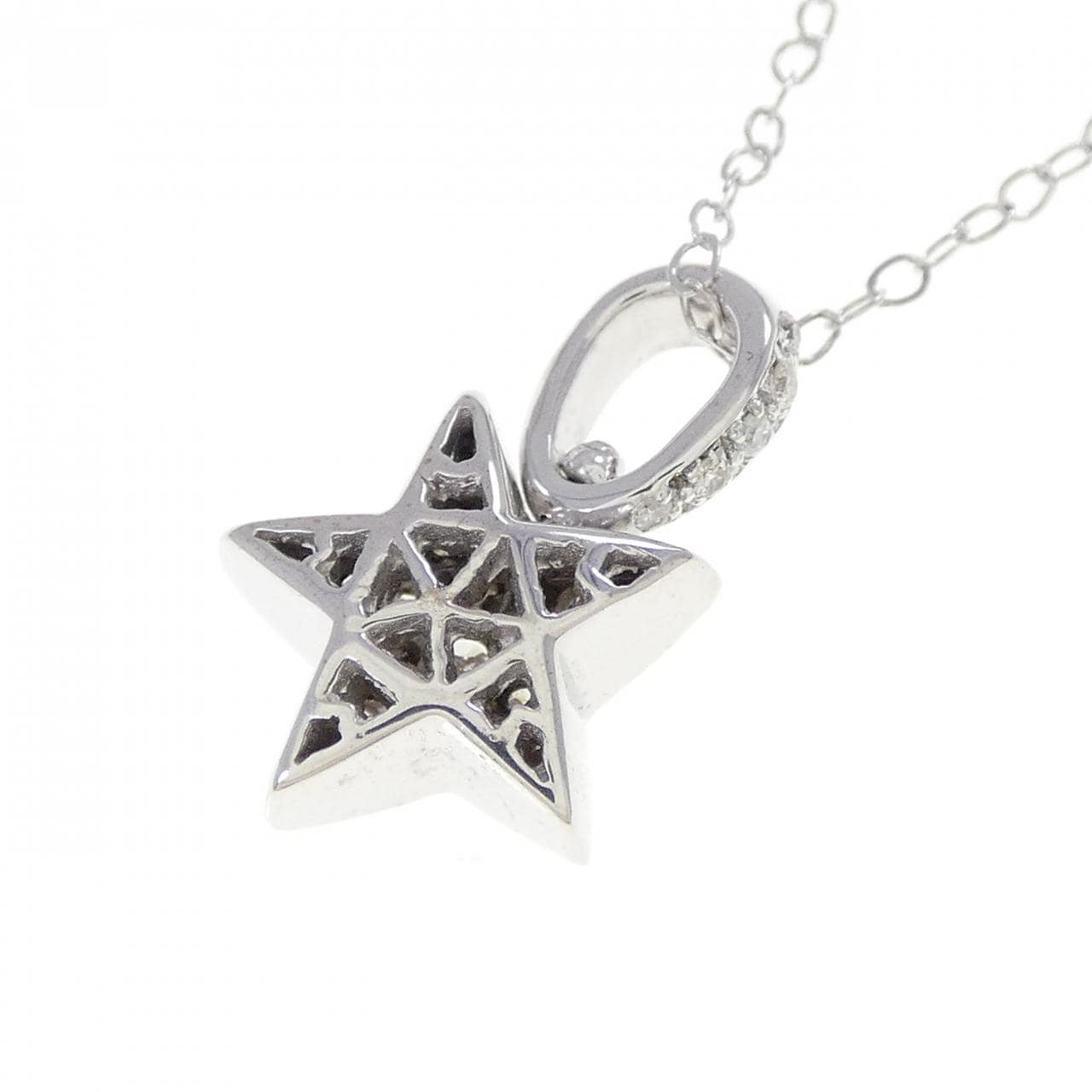 K18WG スター ダイヤモンド ネックレス 0.18CT