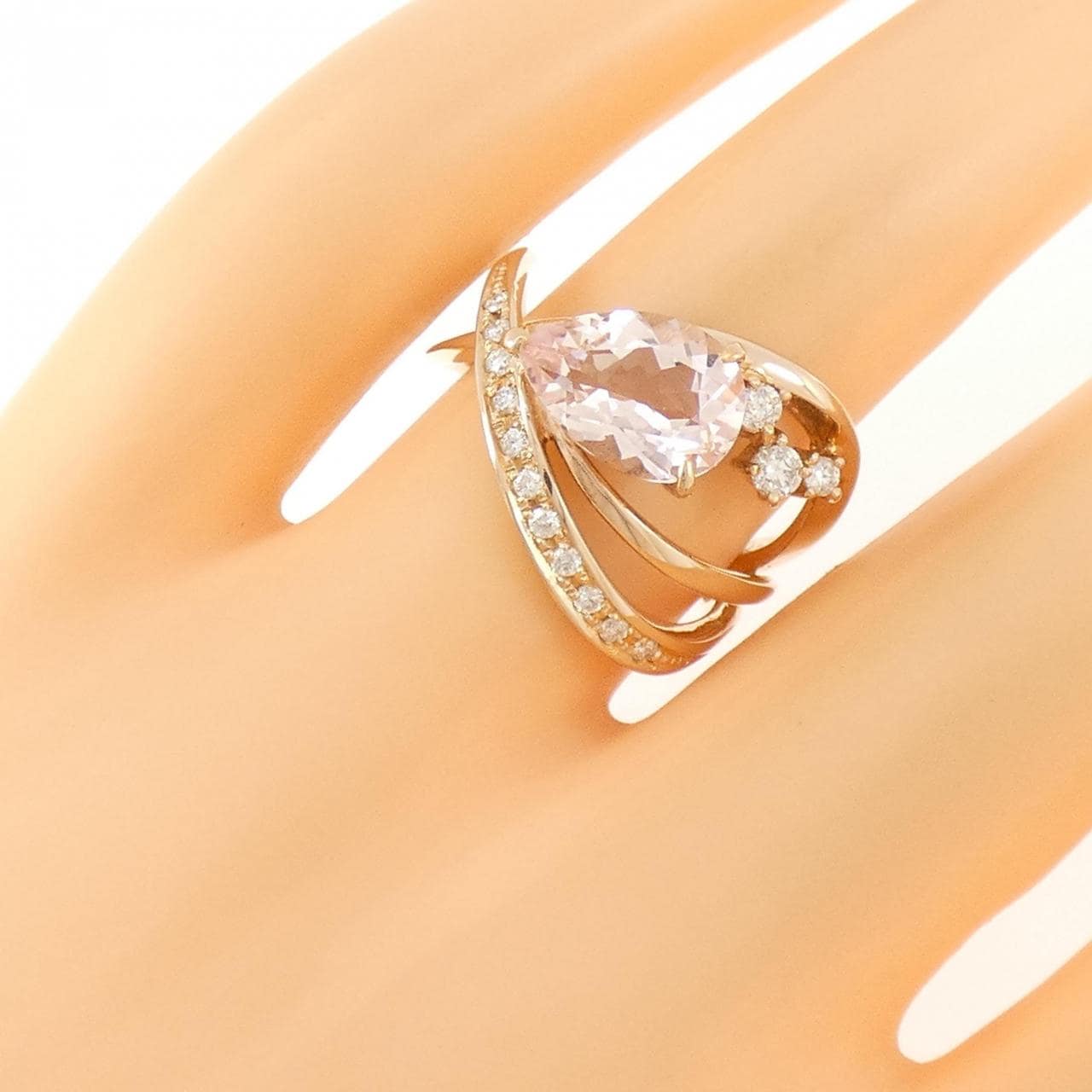 K18PG モルガナイト リング 1.73CT