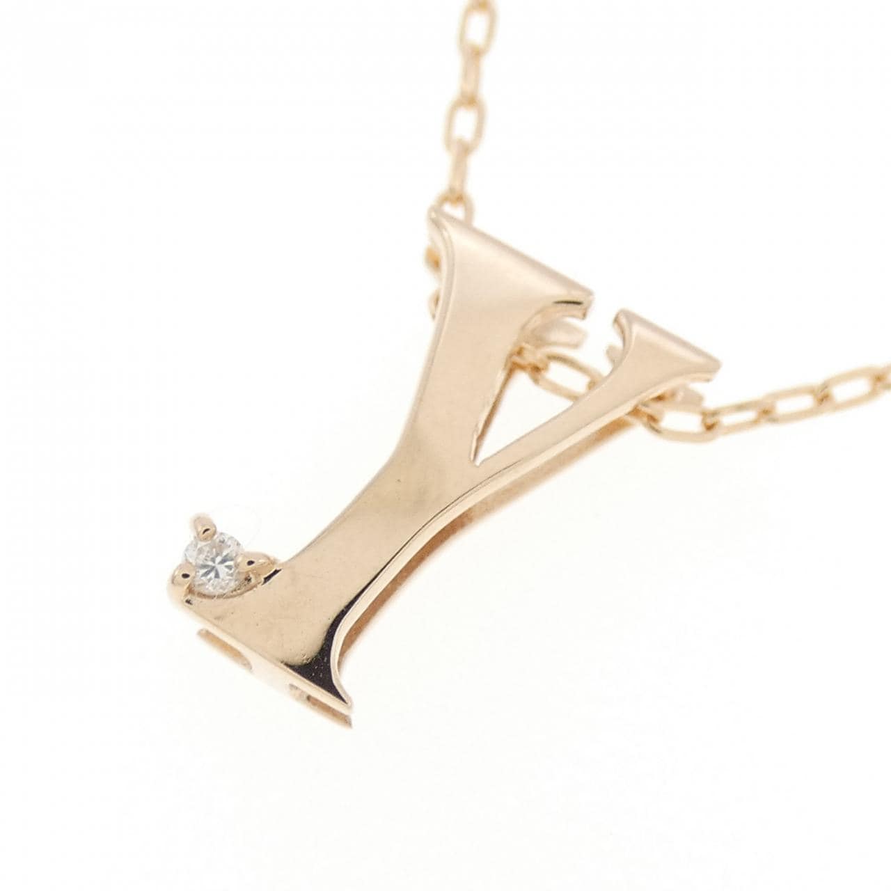 K18PG イニシャルY ダイヤモンド ネックレス 0.01CT