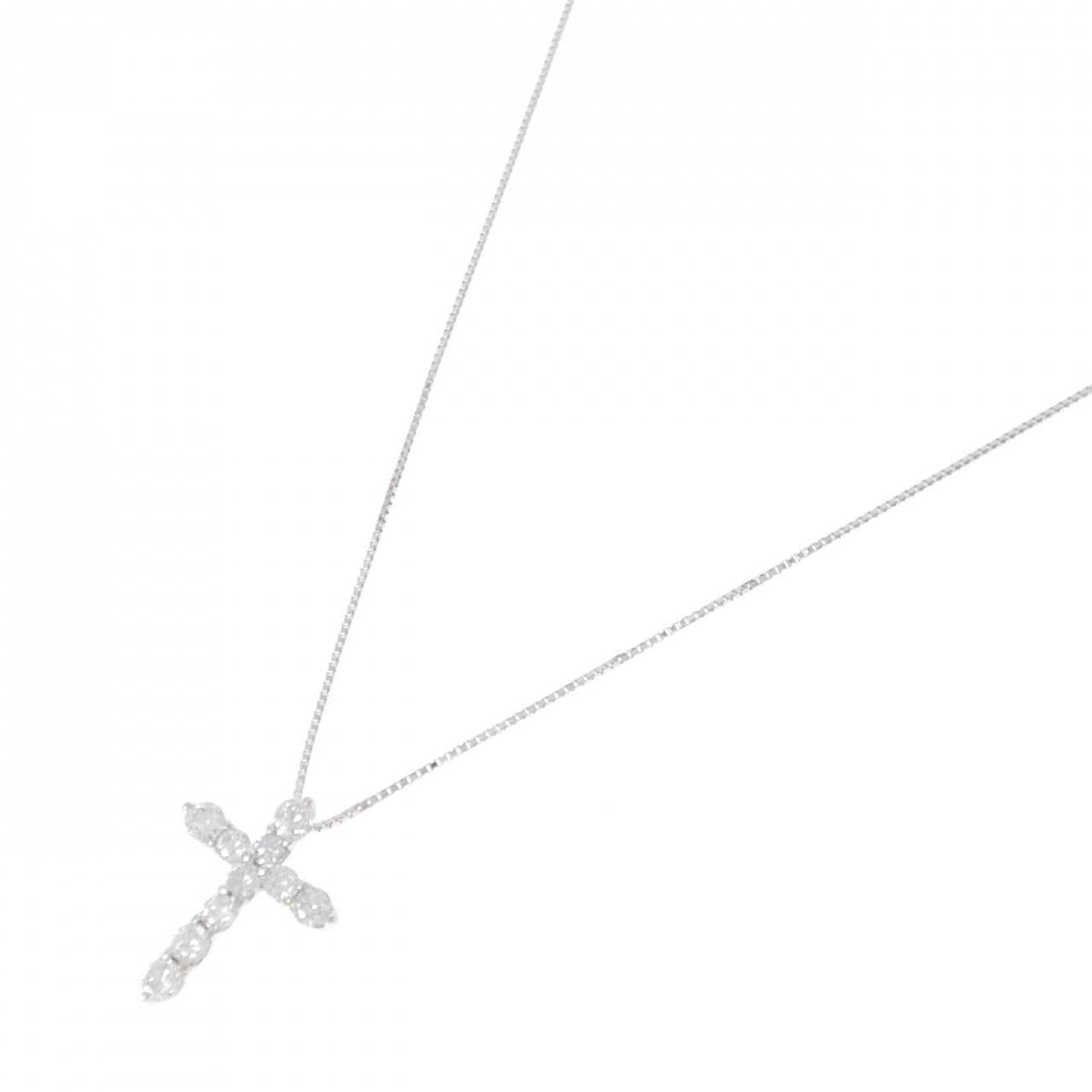 K18WG クロス ダイヤモンド ネックレス 1.00CT