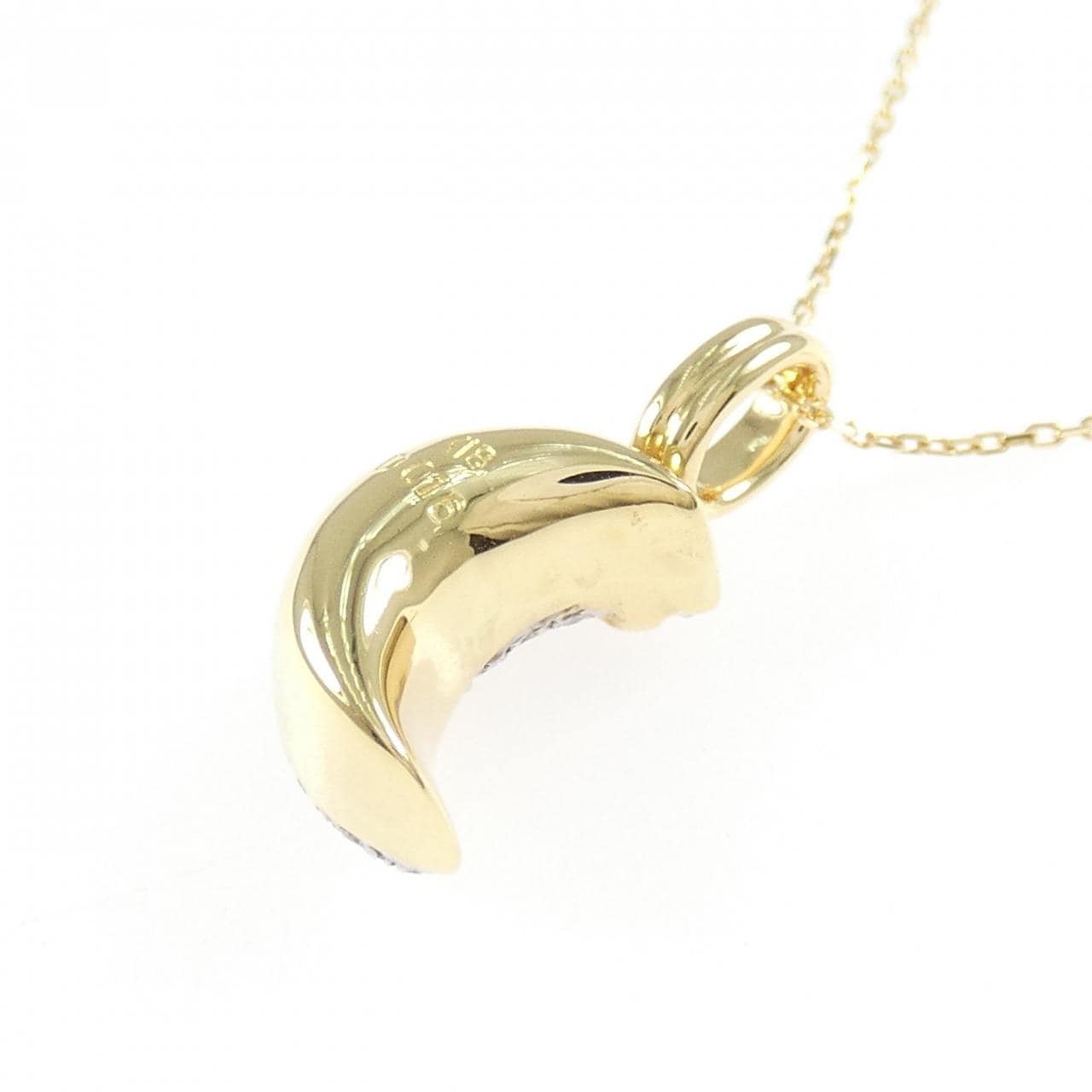 K18YG/K18WG ムーン ダイヤモンド ネックレス 0.16CT