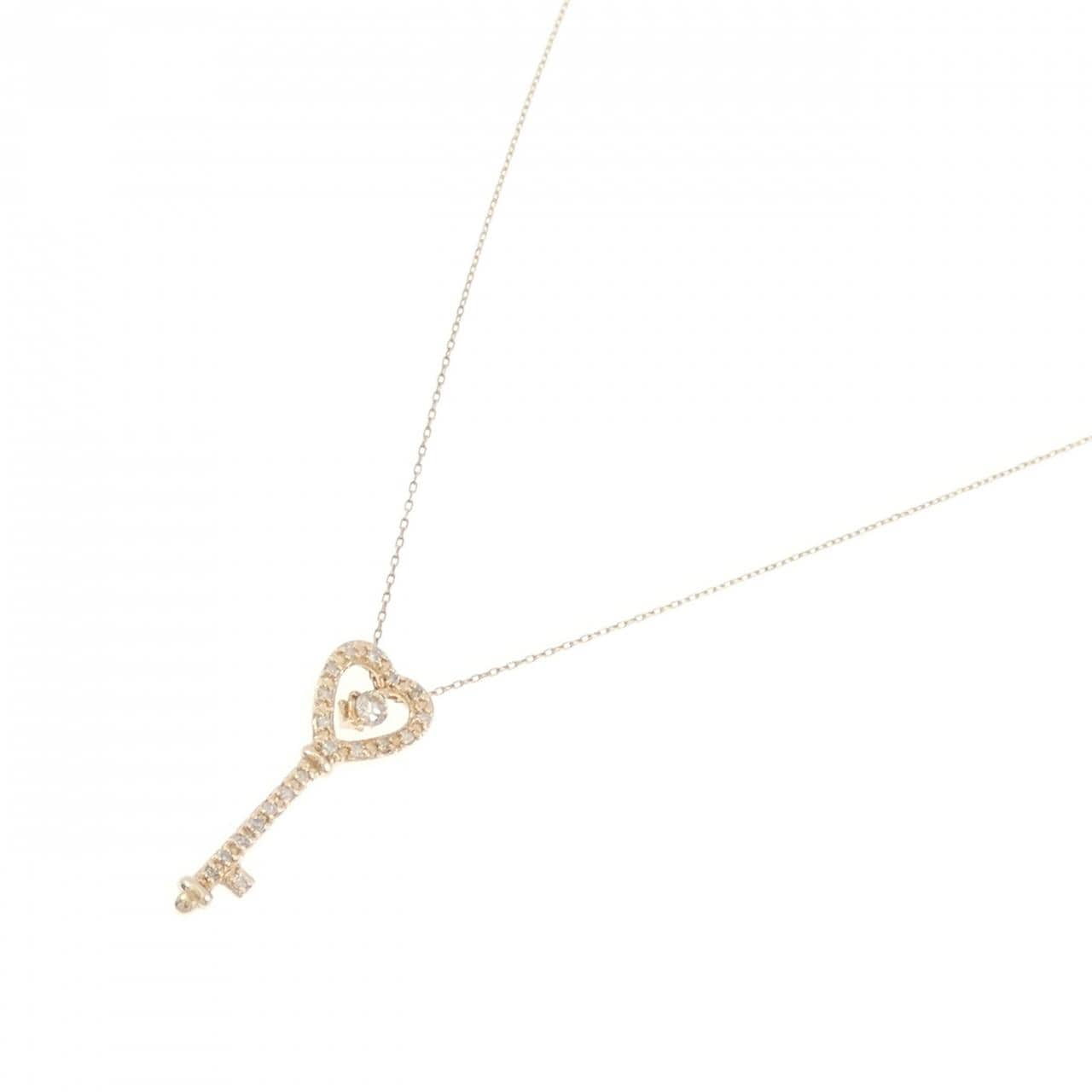 K10YG ハート×キー ダイヤモンド ネックレス 0.10CT