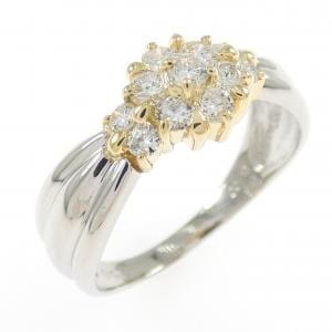 K18YG/PT900 ダイヤモンド リング 0.50CT