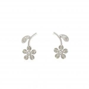 K18WG フラワー ダイヤモンド ピアス 0.08CT