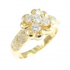 K18YG フラワー ダイヤモンド リング 0.70CT
