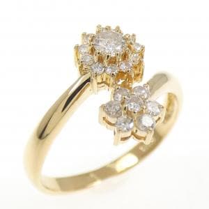 K18YG フラワー ダイヤモンド リング 0.28CT