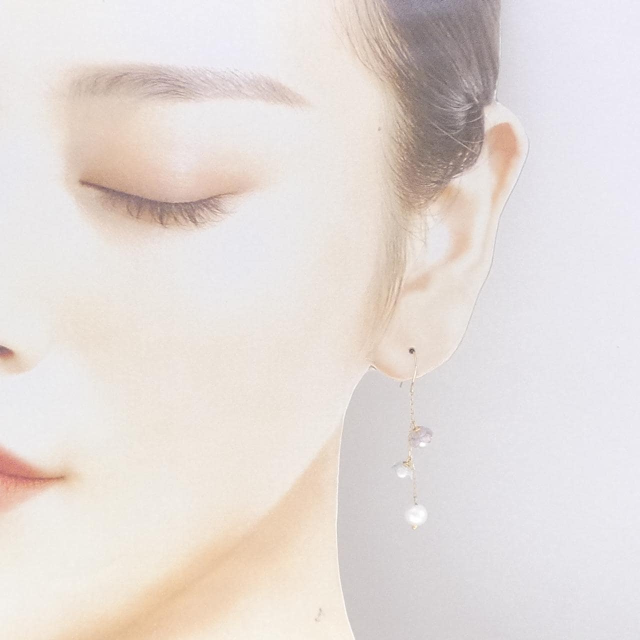 【新品】K10YG フラワー カラーストーン ピアス