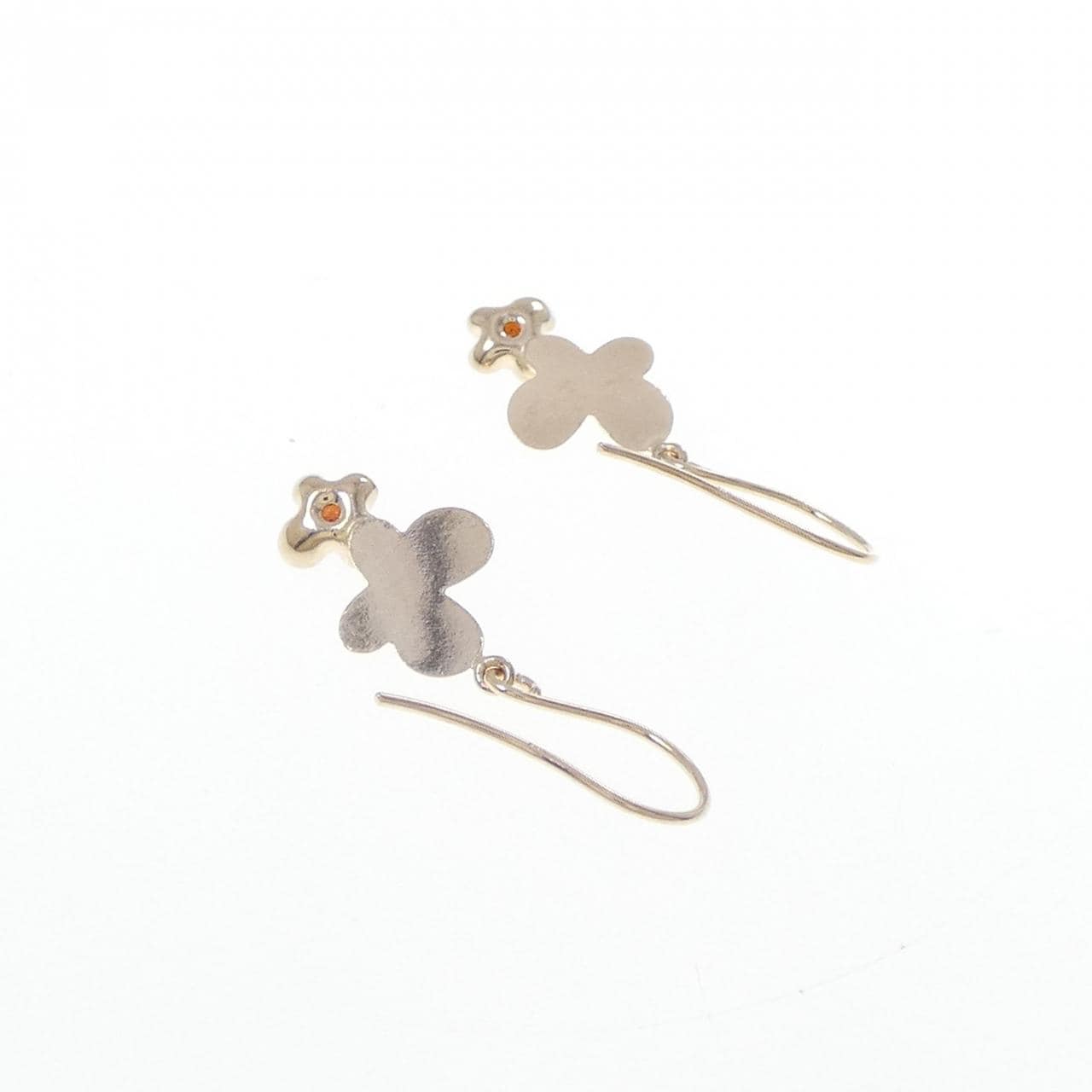 【新品】K10YG バタフライ ガーネット ピアス