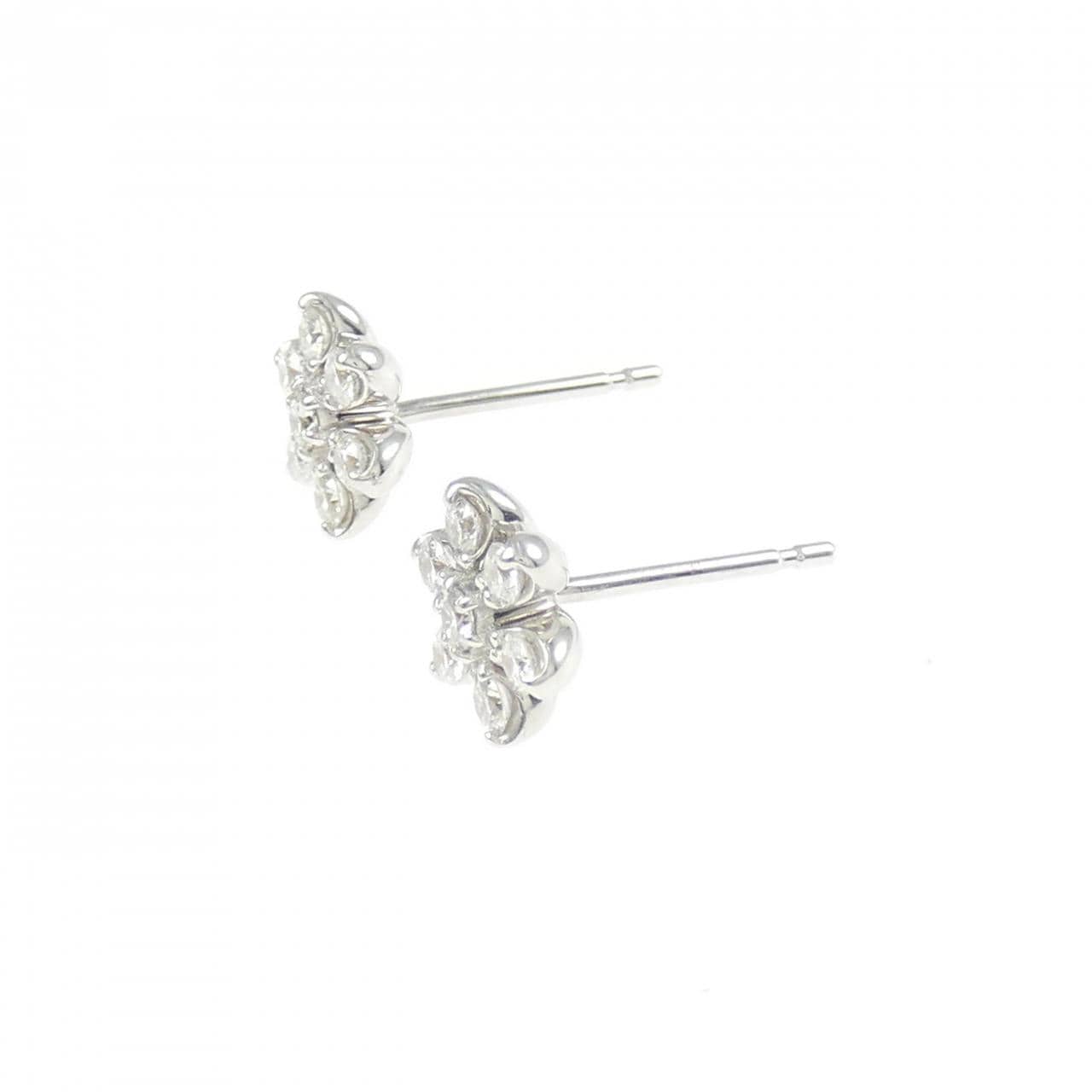 K18WG フラワー ダイヤモンド ピアス 0.34CT