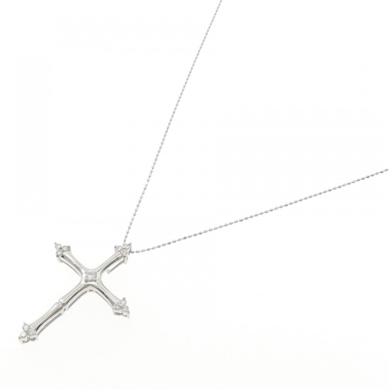 K18WG クロス ダイヤモンド ネックレス 0.30CT