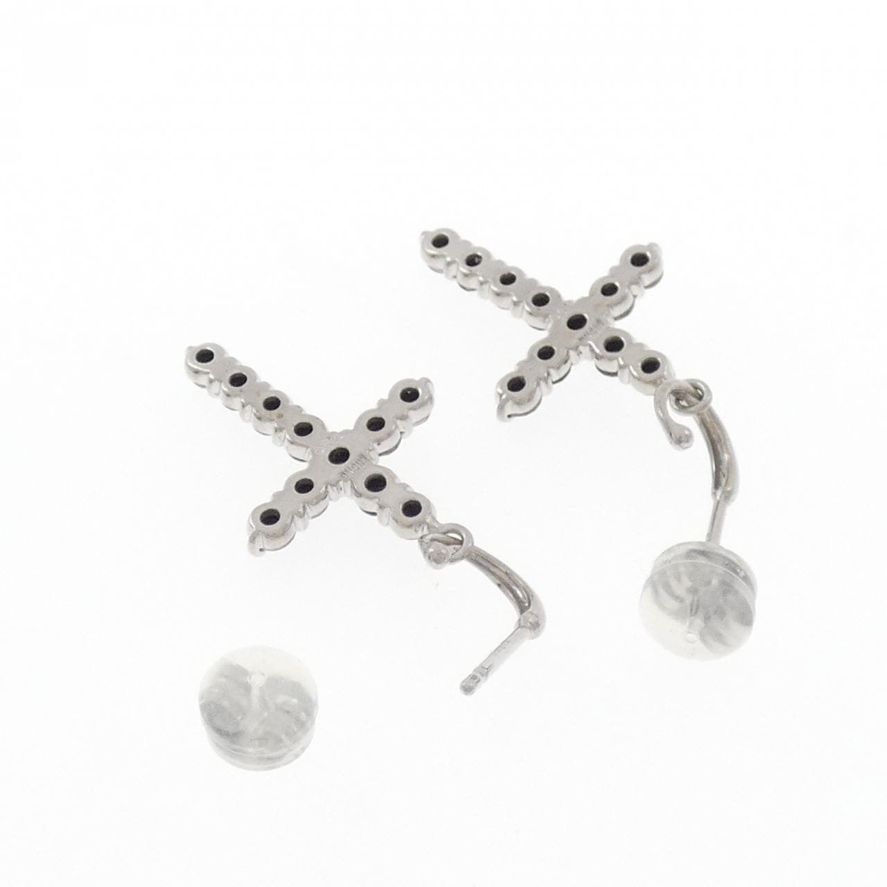K18WG クロス ダイヤモンド ピアス 1.00CT