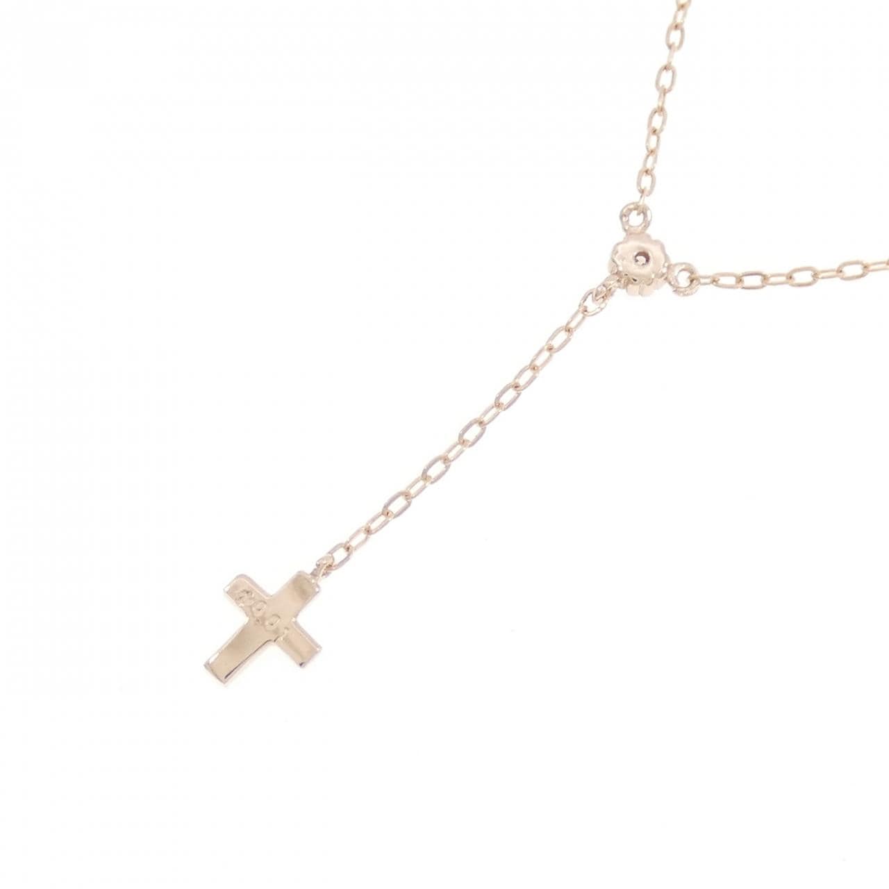 K10PG クロス ダイヤモンド ネックレス 0.01CT
