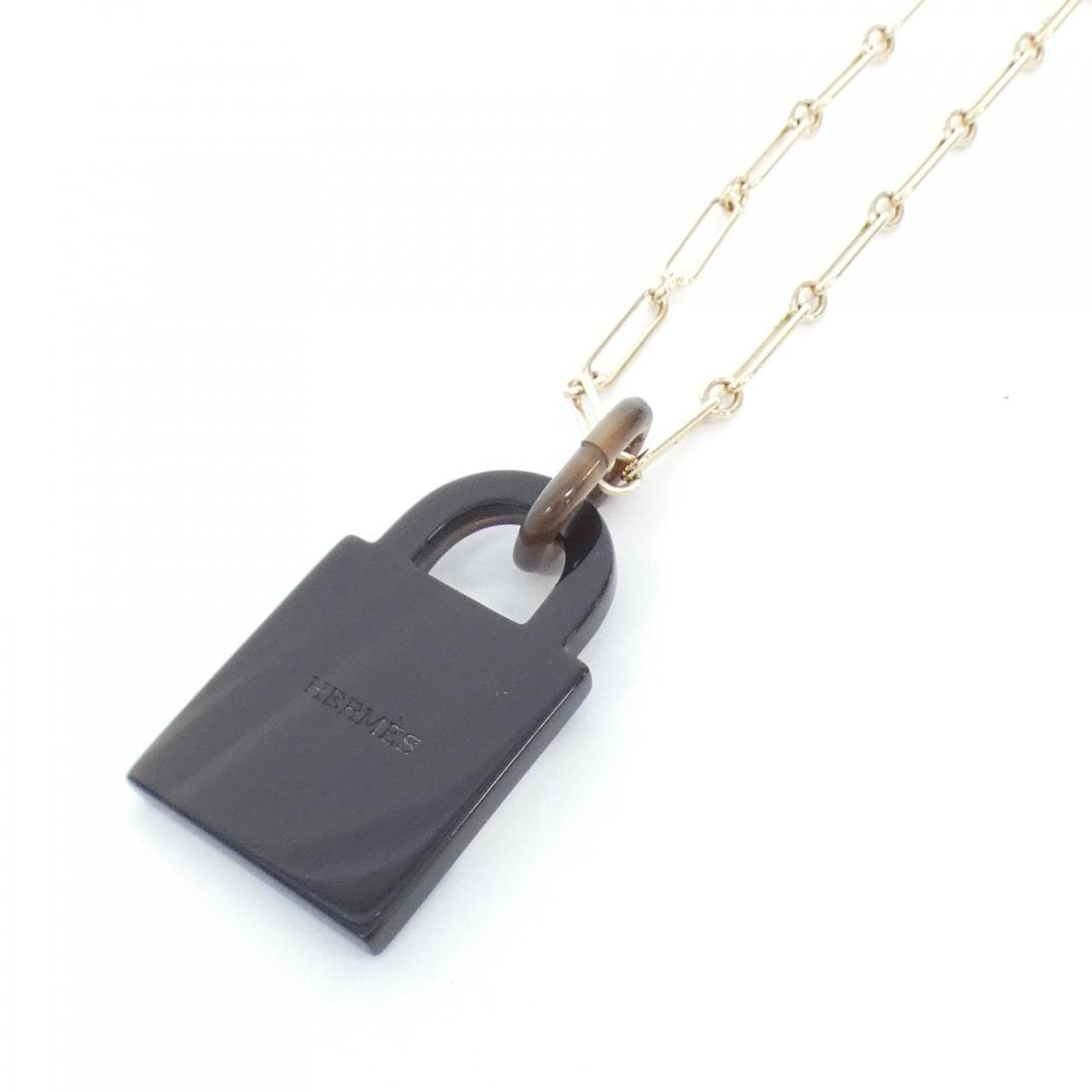 HERMES amulettes Lacquer Padlock GM 057073FD Necklace