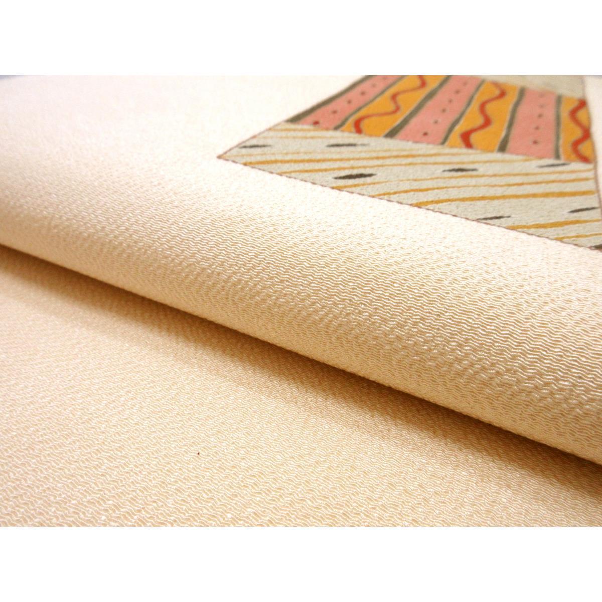 【未使用品】名古屋帯　ちりめん染帯　友禅加工