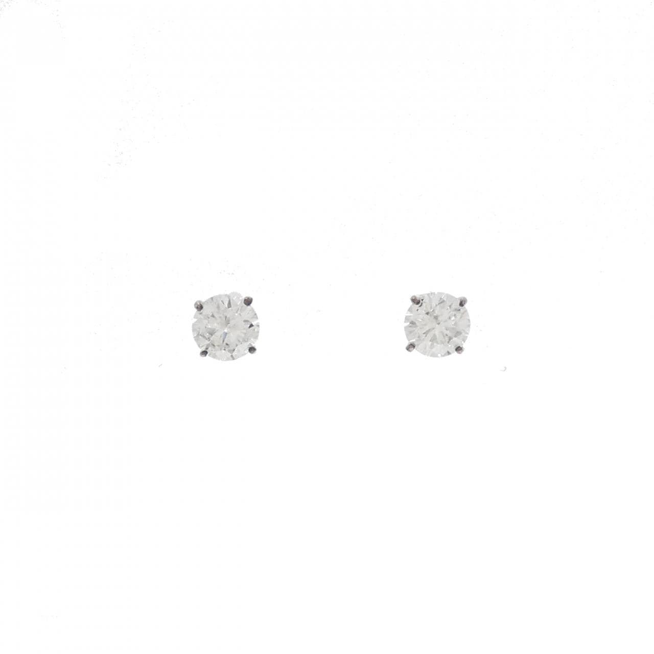 K18WG ソリティア ダイヤモンド ピアス 0.673CT