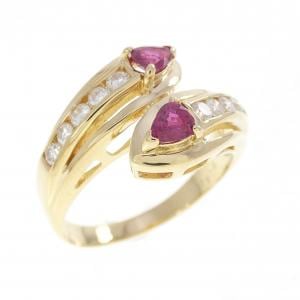 K18YG ルビー リング 0.41CT
