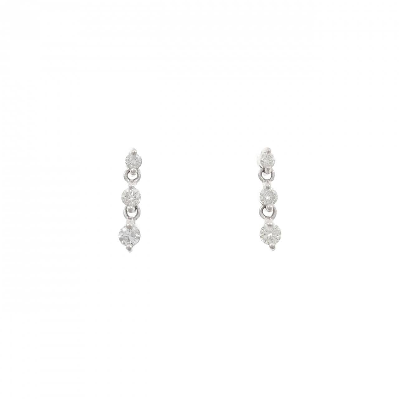 K18WG スリーストーン ダイヤモンド ピアス 0.20CT