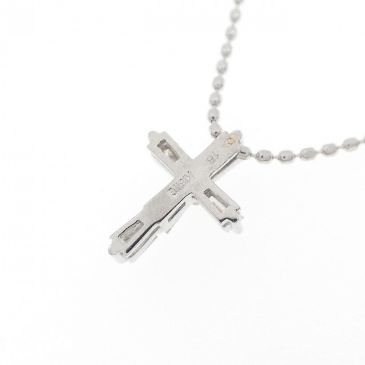 K18WG クロス ダイヤモンド ネックレス 0.15CT