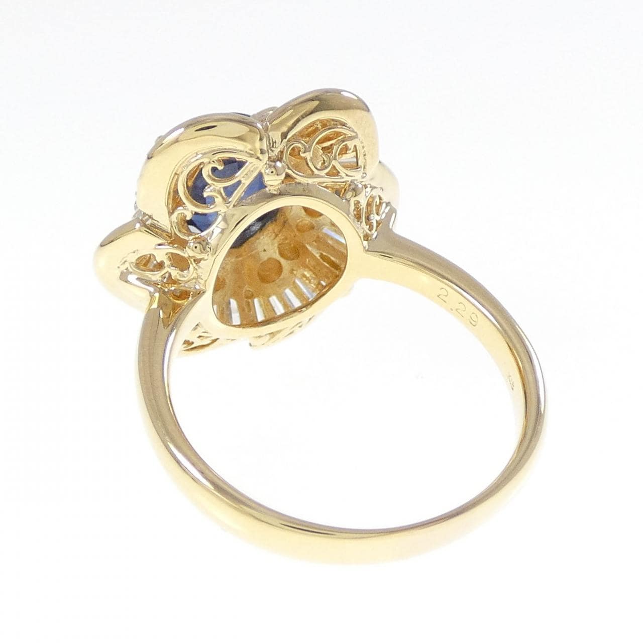 K18YG フラワー サファイヤ リング 2.29CT