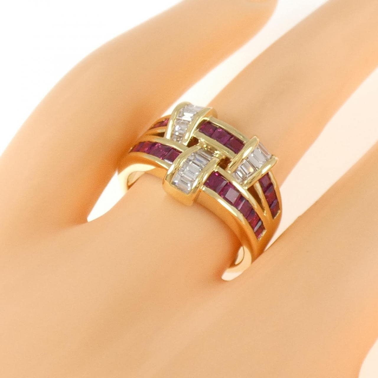 K18YG ルビー リング 1.69CT