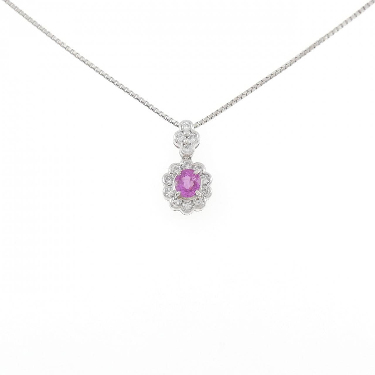 PT900/PT850  フラワー サファイヤ ネックレス 1.09CT