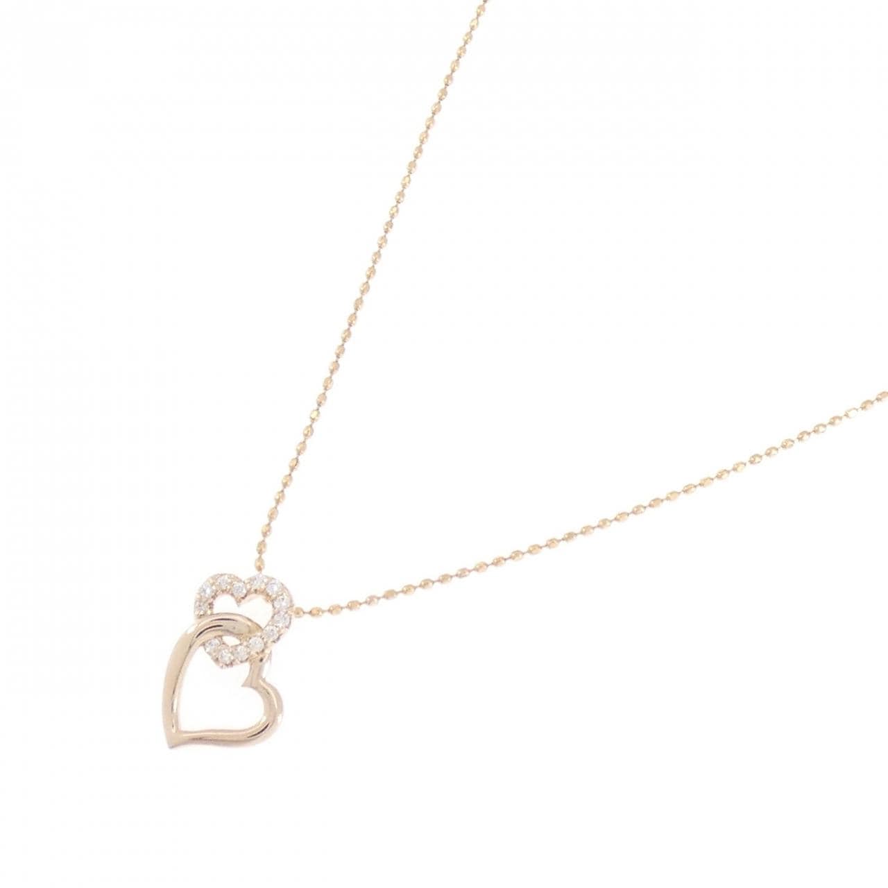 K18PG ハート ダイヤモンド ネックレス 0.06CT