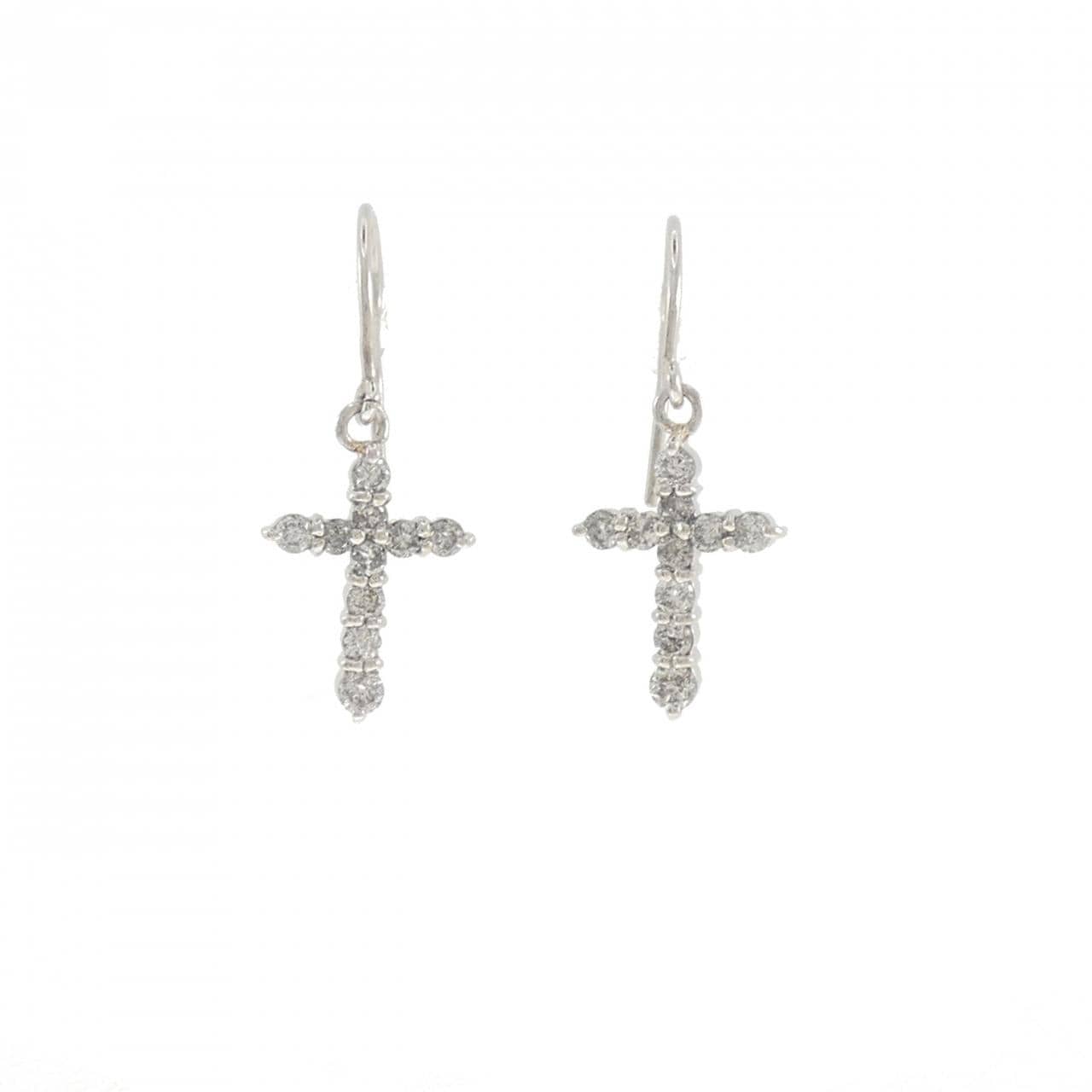 PT900 クロス ダイヤモンド ピアス 0.50CT