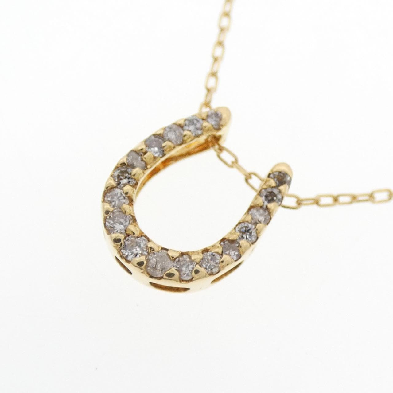 K18YG ホースシュー ダイヤモンド ネックレス 0.11CT