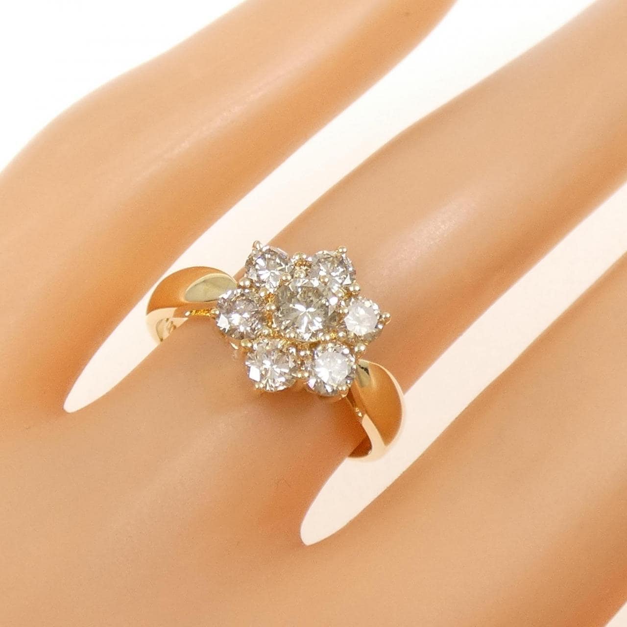 K18YG フラワー ダイヤモンド リング 1.00CT